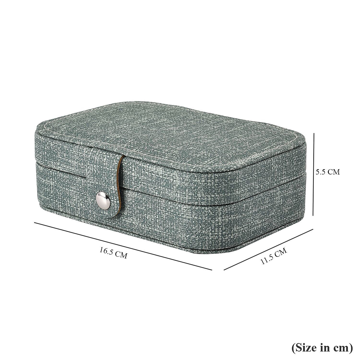 Texture Jewellery Organiser with Button Closure -  Green