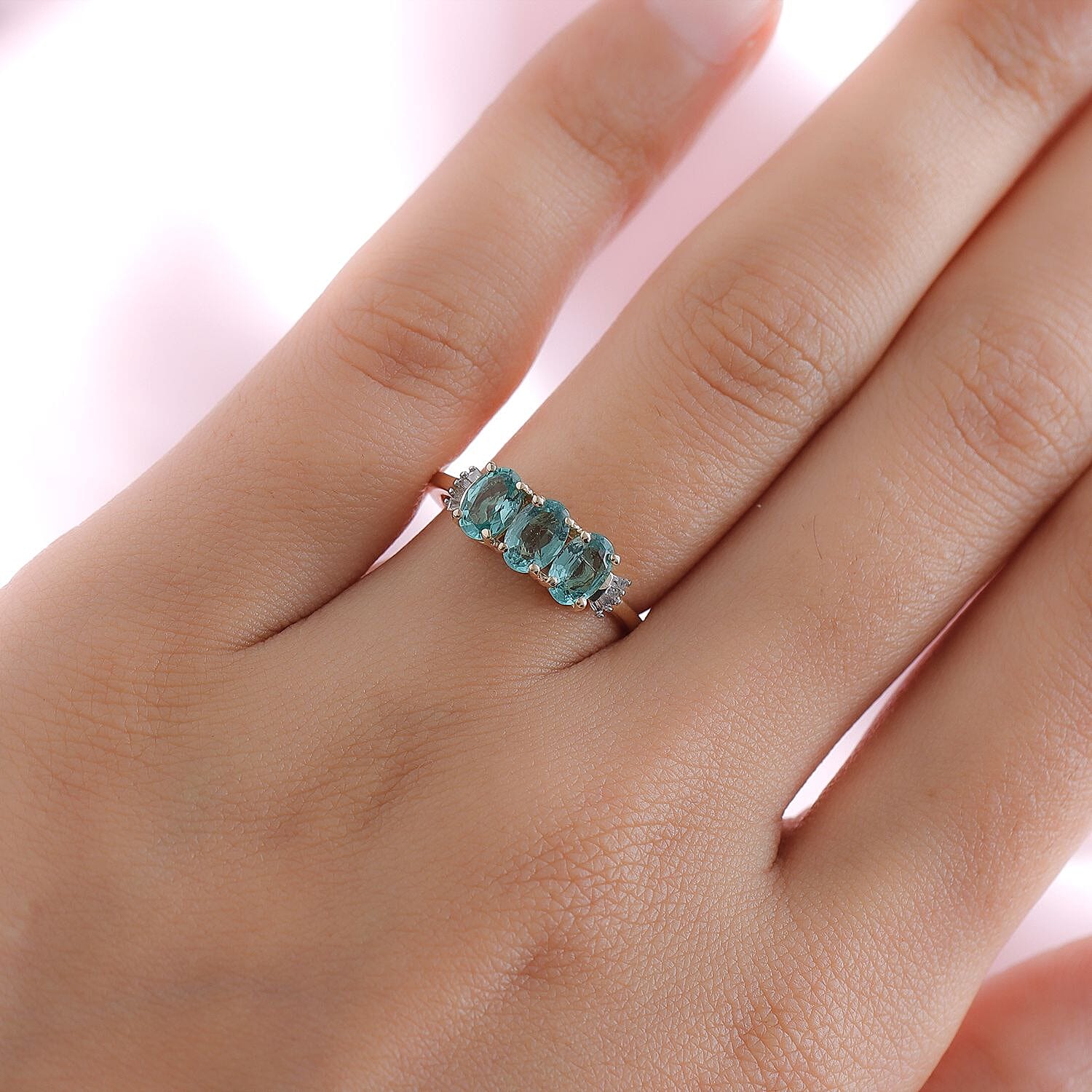 9K Yellow Gold Kagem Zambian Emerald and Diamond Ring 1.26 Ct.