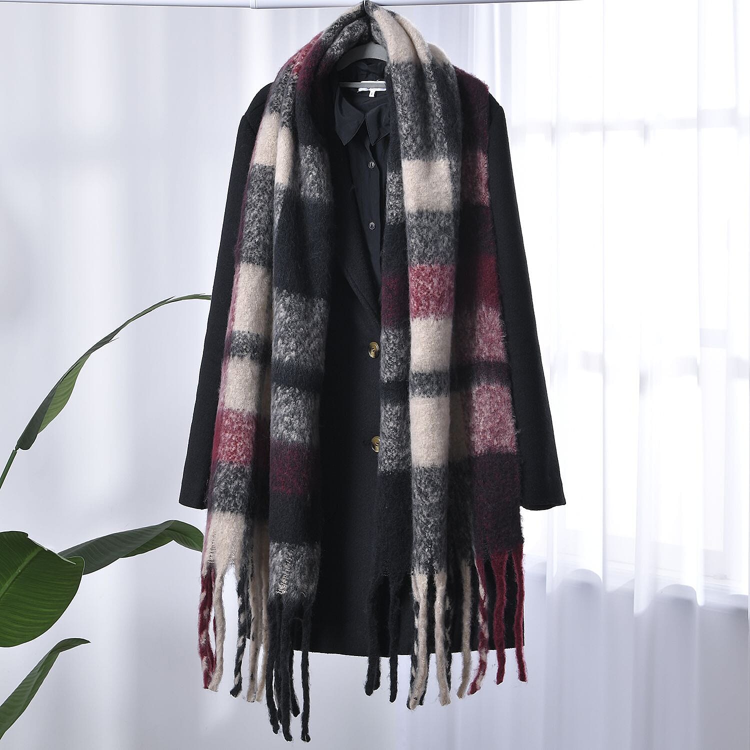 Polyester Printed Scarf - Burgundy