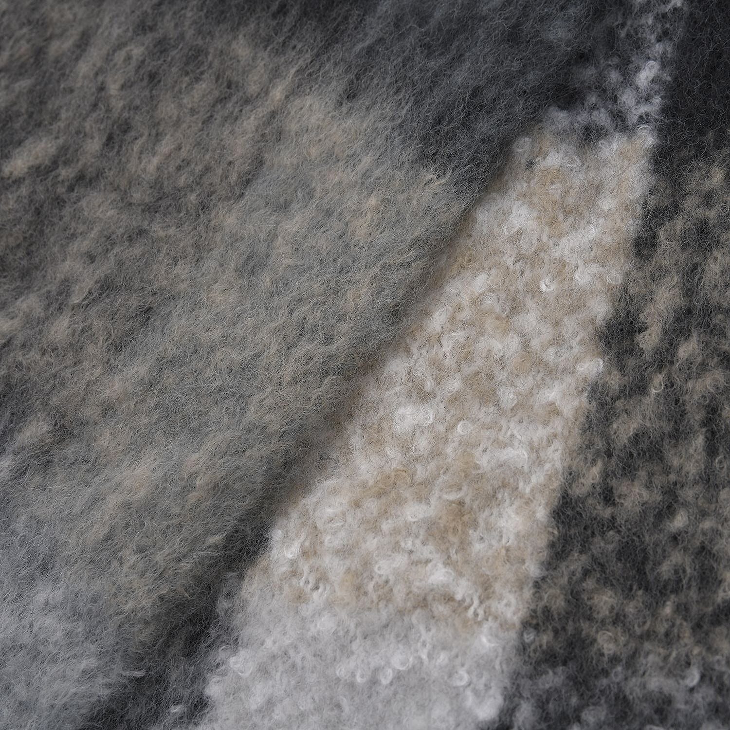 Check Pattern Scarf with Tassel (Size 182x75 Cm) - Black & Grey