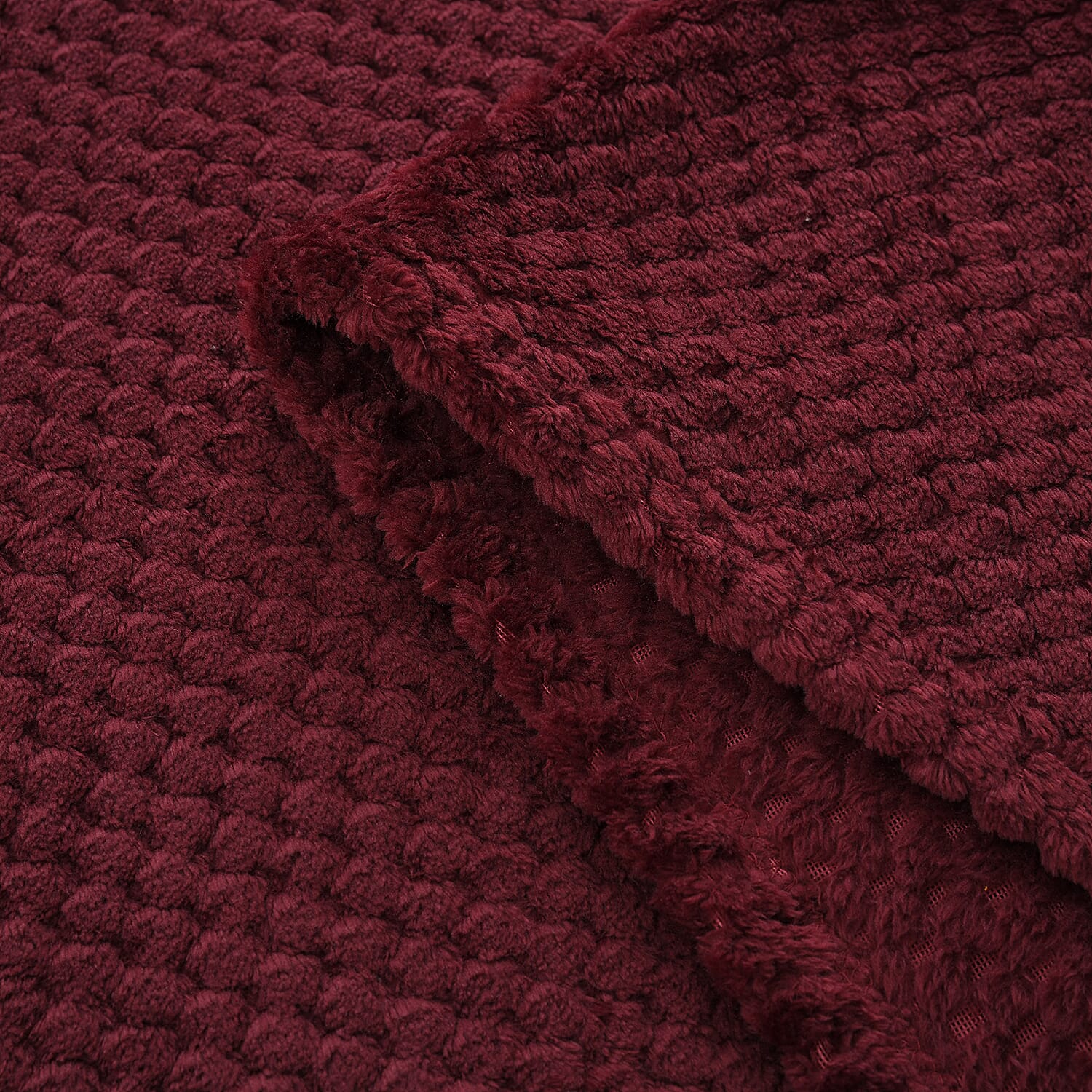 Set of 2 - Plush Jacquared Blanket with Cushion (Size 200x150 Cm) - Maroon
