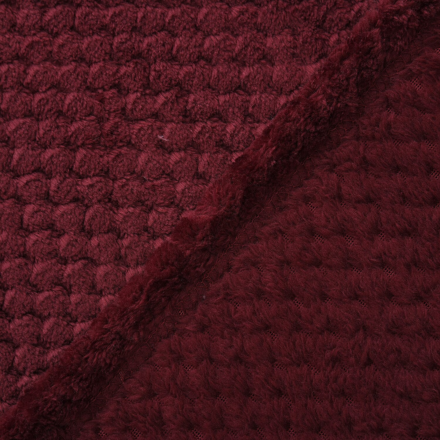 Set of 2 - Plush Jacquared Blanket with Cushion (Size 200x150 Cm) - Maroon