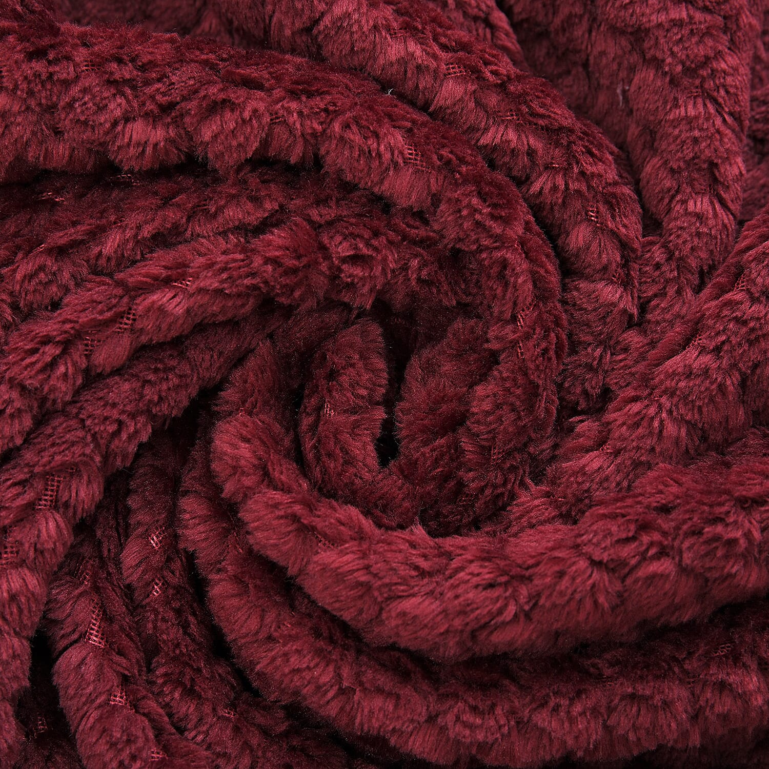 Set of 2 - Plush Jacquared Blanket with Cushion (Size 200x150 Cm) - Maroon