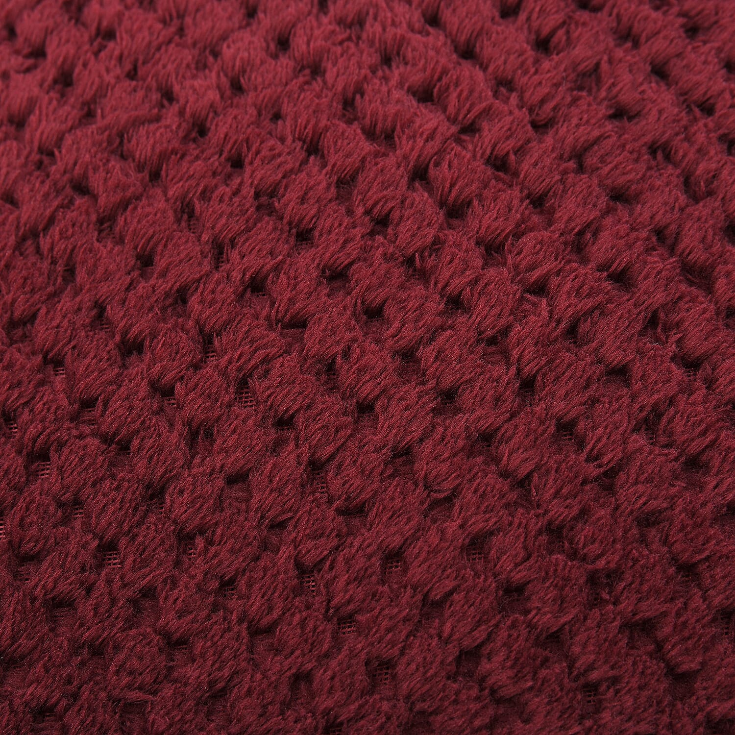 Set of 2 - Plush Jacquared Blanket with Cushion (Size 200x150 Cm) - Maroon