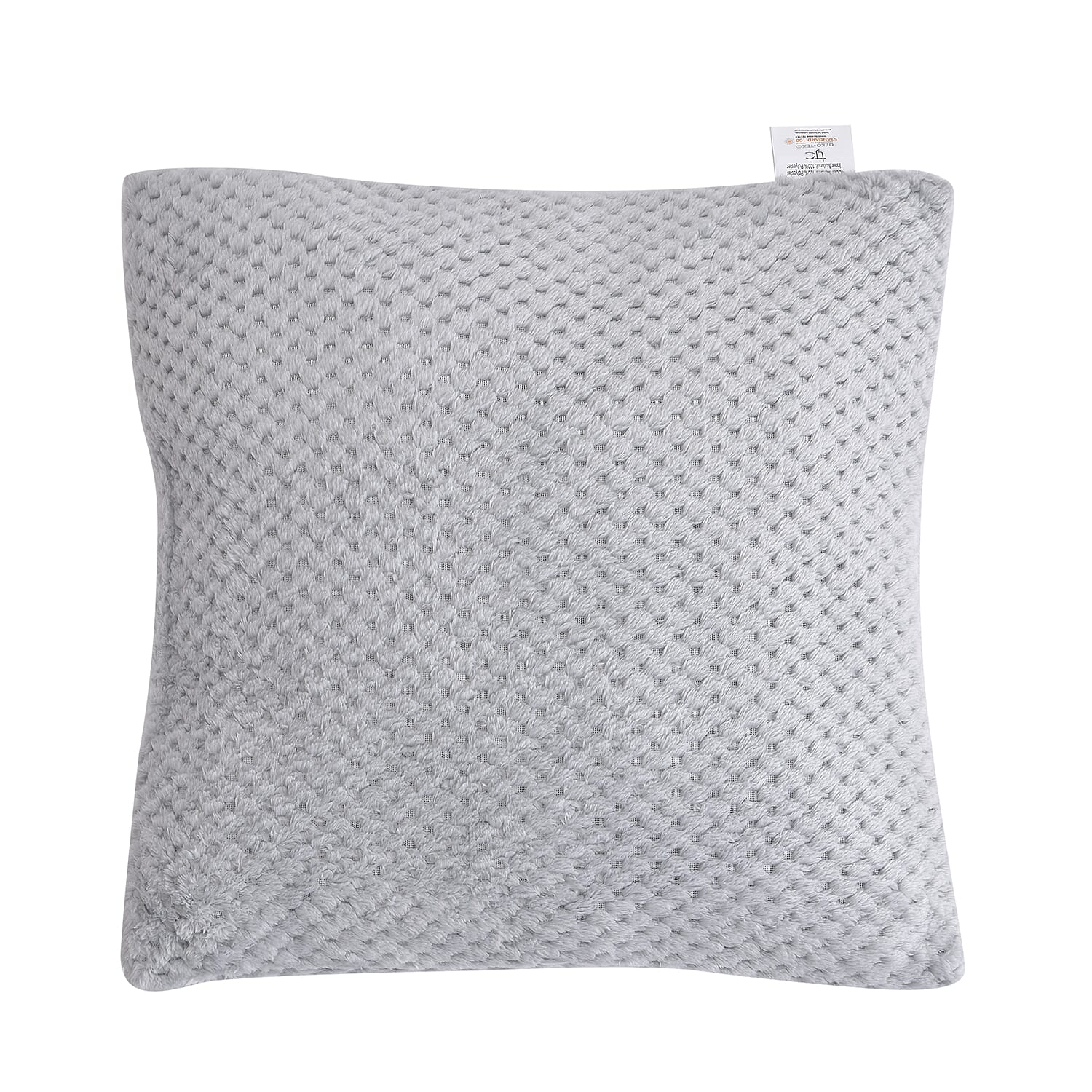 Set of 2 - Plush Jacquard Blanket with Cushion (Size 200x150 Cm) - Light Grey