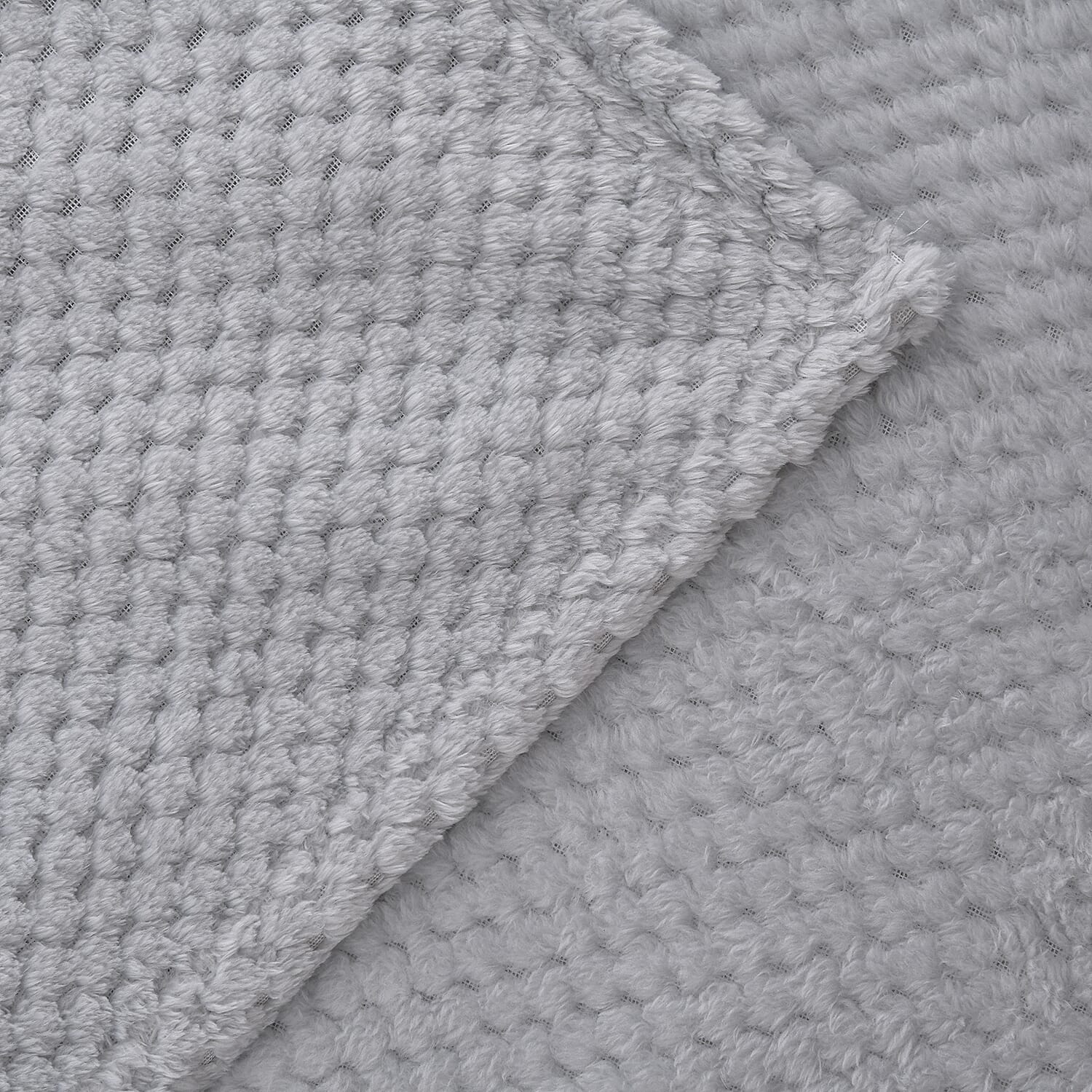 Set of 2 - Plush Jacquard Blanket with Cushion (Size 200x150 Cm) - Light Grey