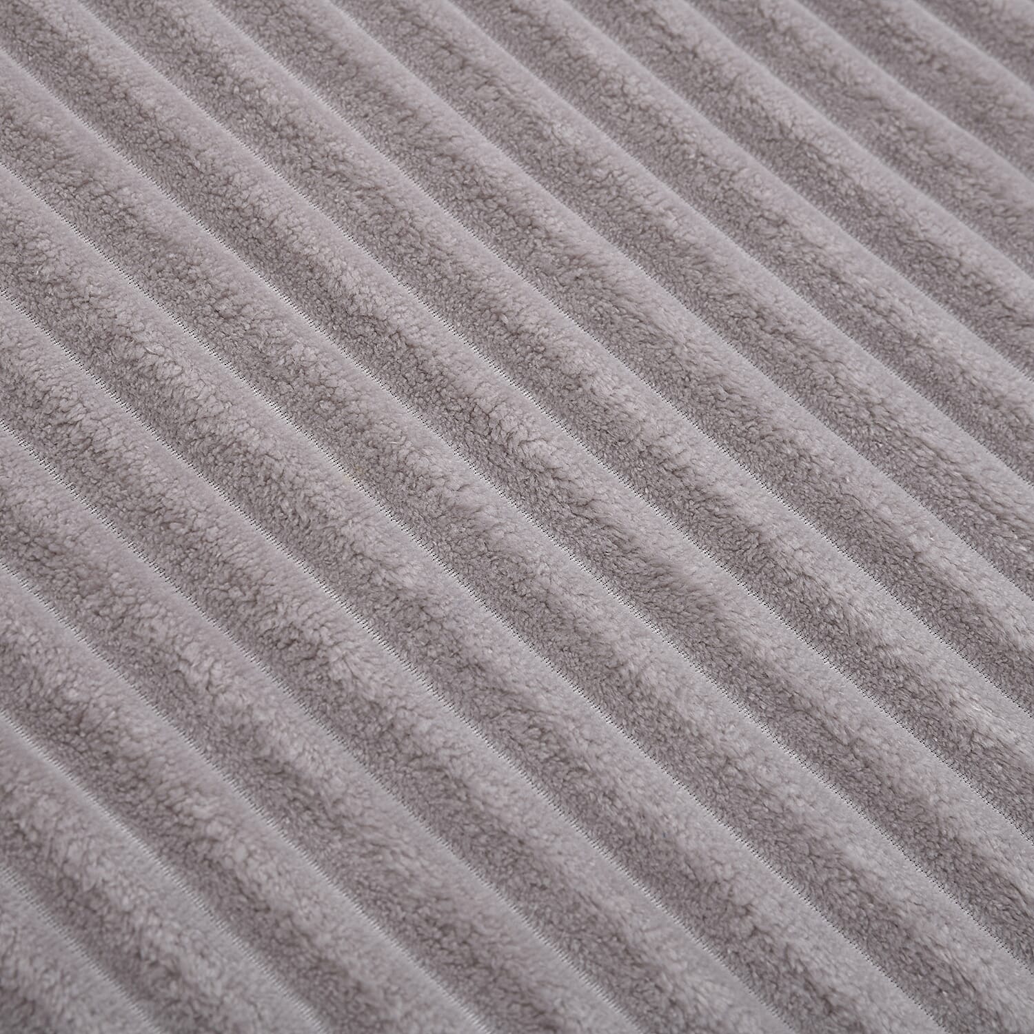 Season Launch Stripe Flannel Blanket with Pompom Border (Size 210x150 cm) - Grey