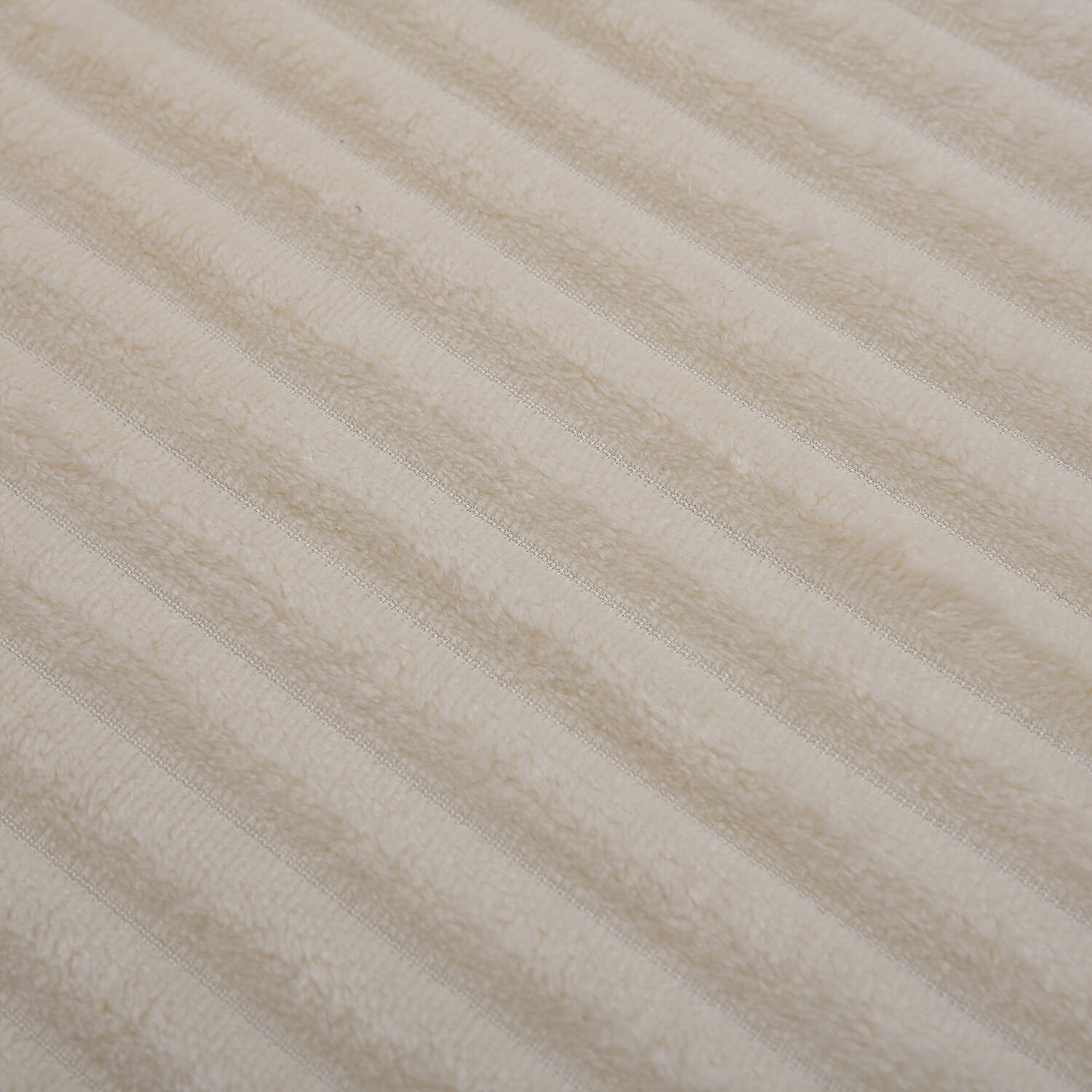 Season Launch Stripe Flannel Blanket with Pompom Border (Size 210x150 cm) - Cream