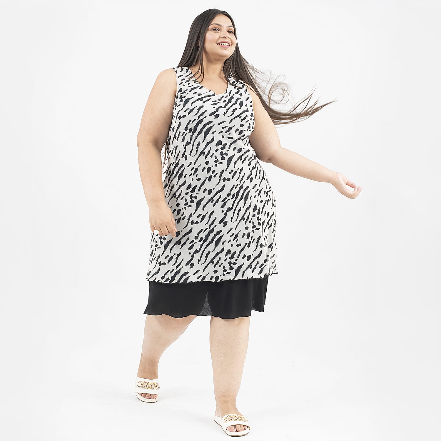 Tamsy Reversible Printed Dress (Size XL,20-22) - White