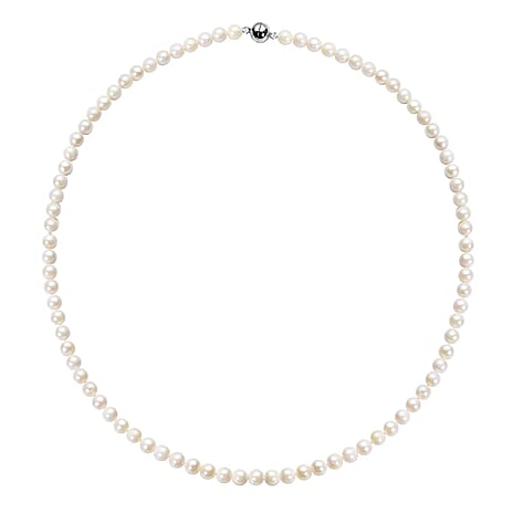 Japanese Akoya Pearl Beads Necklace (Size - 20) with Magnetic Lock in Rhodium Overlay Sterling Silver