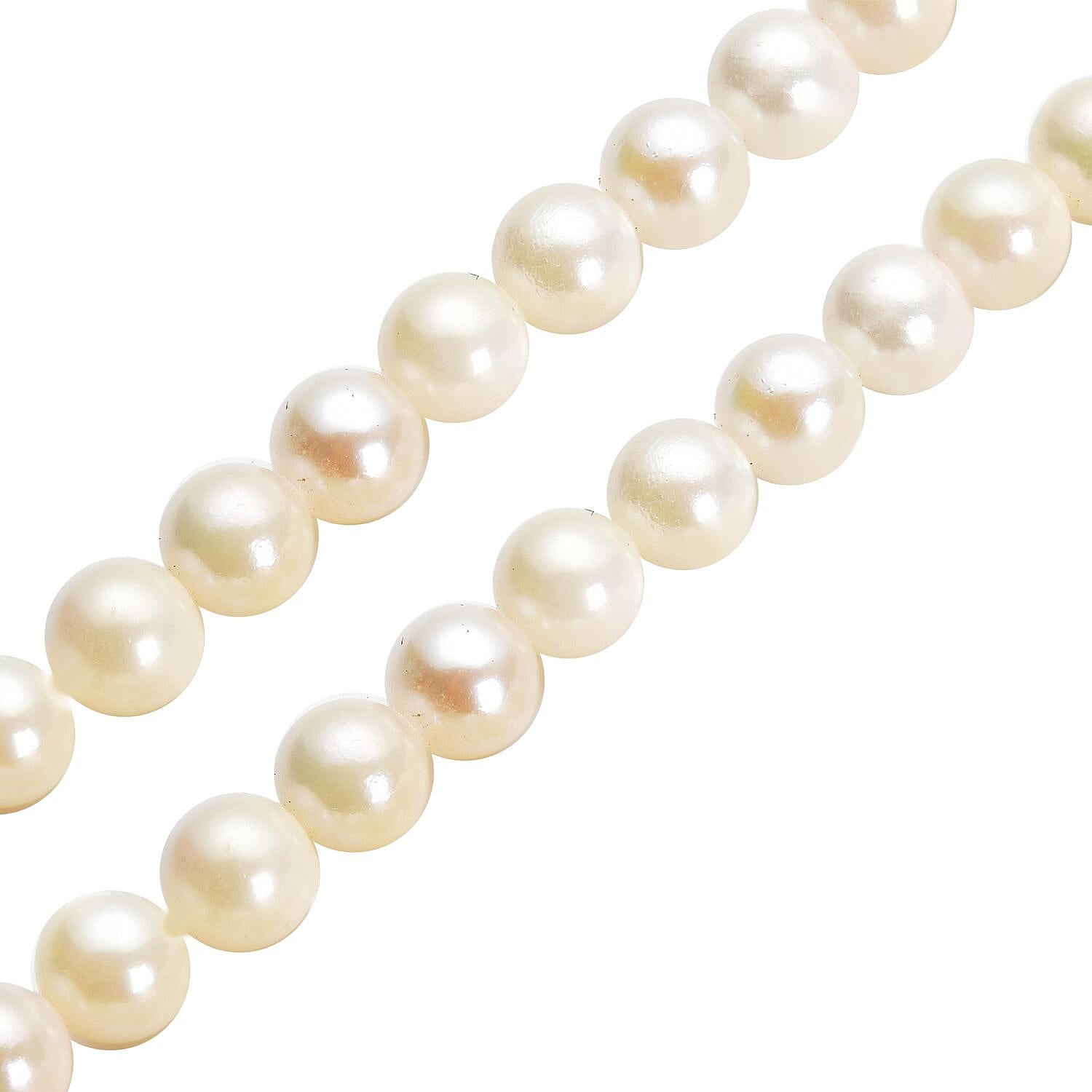 Japanese Akoya Pearl Beads Necklace (Size - 20) with Magnetic Lock in Rhodium Overlay Sterling Silver