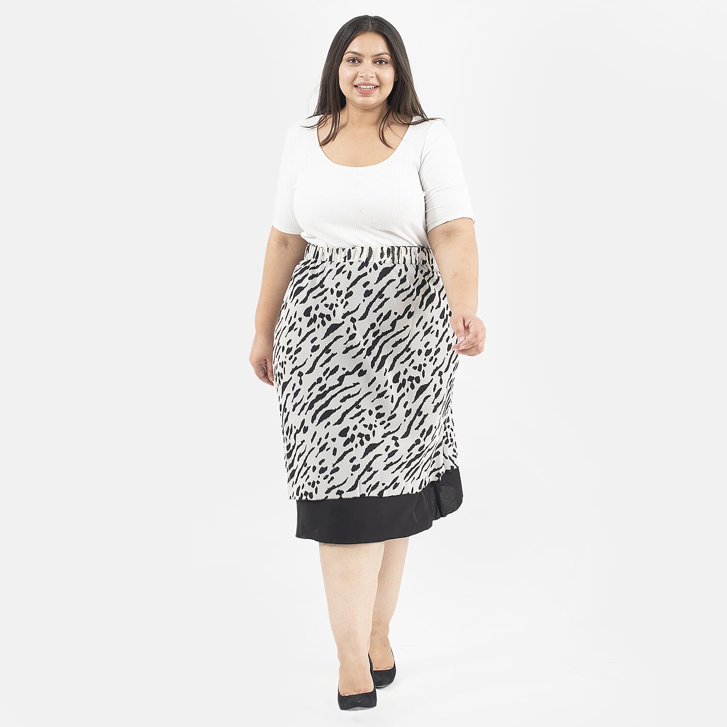 Tamsy Printed Reversible Skirt (Size S,8-10) - White