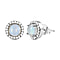 Rainbow Moonstone , White Zircon Earring (with Push Back) in Platinum Overlay Sterling Silver 2.54 Ct