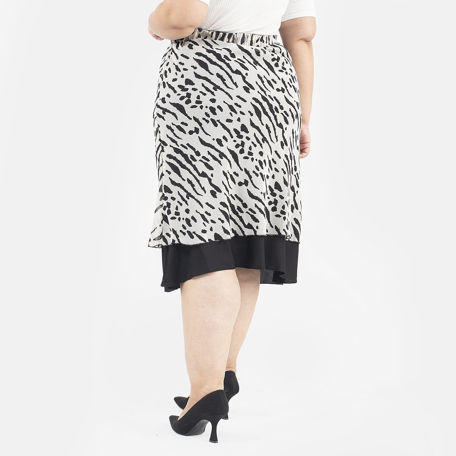 Tamsy Printed Reversible Skirt (Size XL,20-22) - White