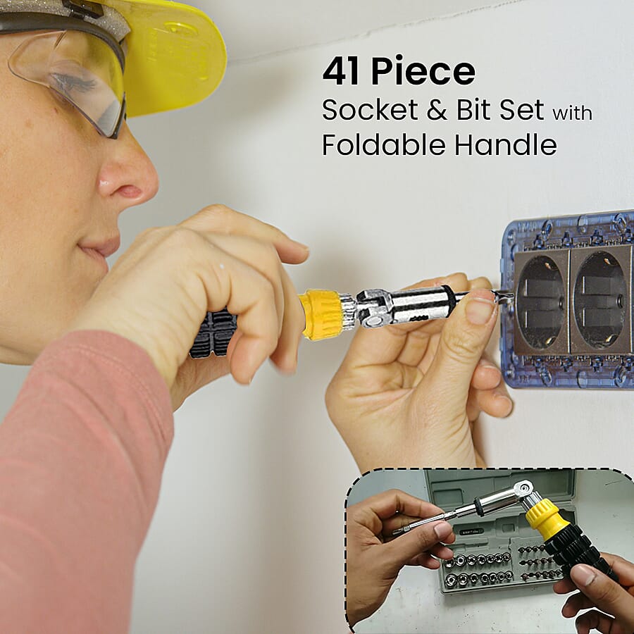 41 Piece Socket and Bit Set in Grey Molded Case (Size 21x11x4 Cm)