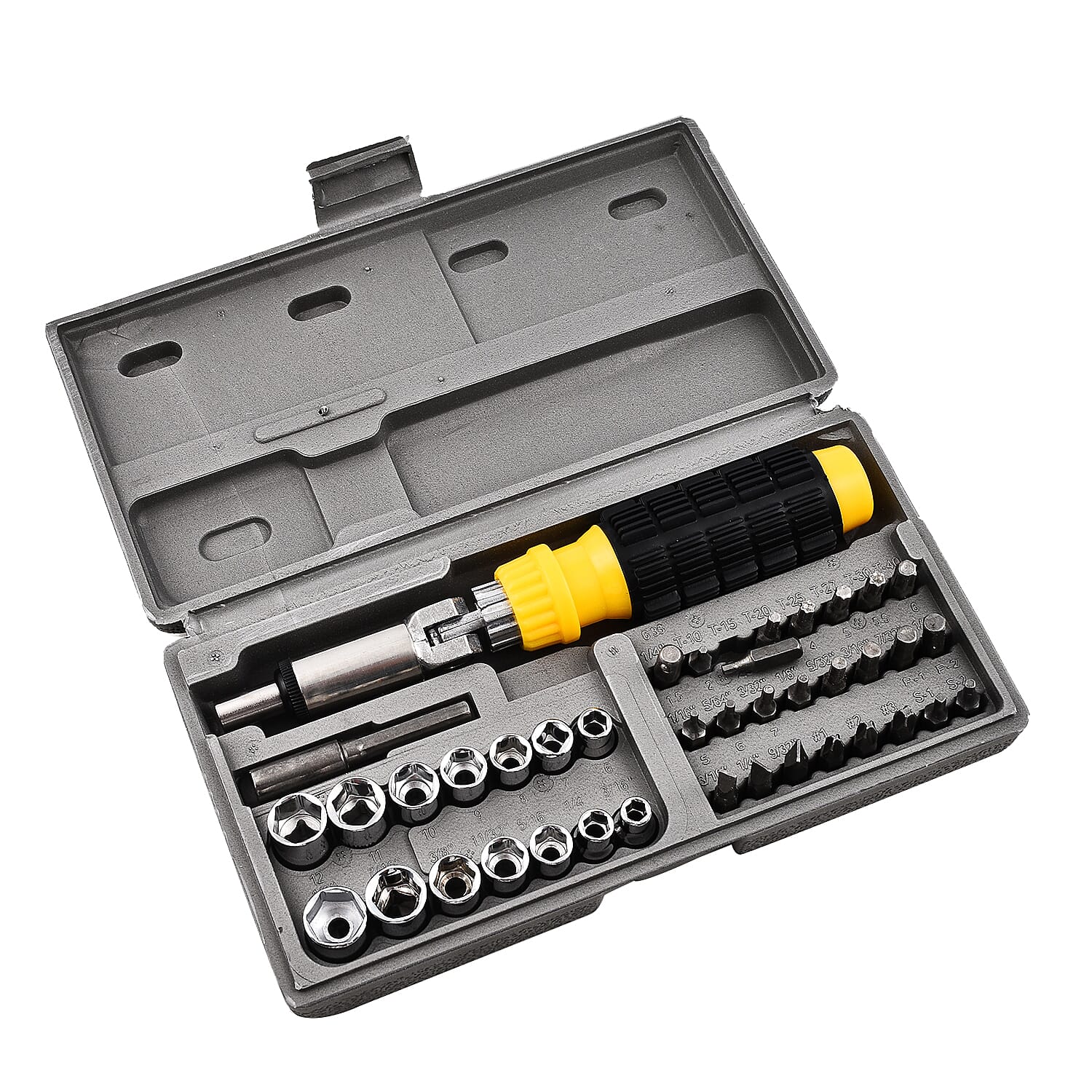 41 Piece Socket and Bit Set in Grey Molded Case (Size 21x11x4 Cm)