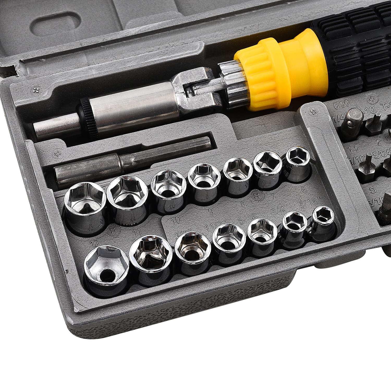 41 Piece Socket and Bit Set in Grey Molded Case (Size 21x11x4 Cm)