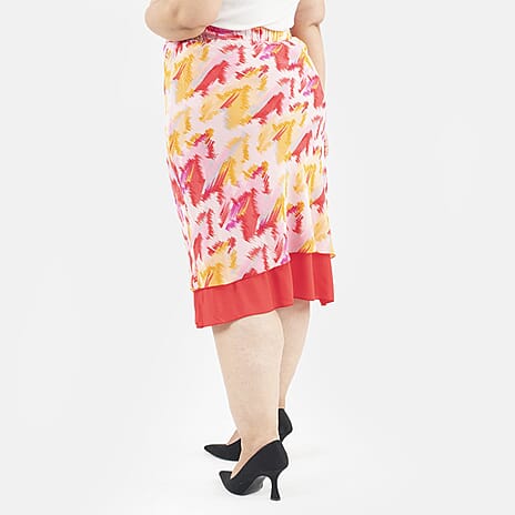 Tamsy Printed Reversible Skirt (Size XL,20-22) - Red