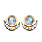 Rainbow Moonstone Stud Earrings with Natural Cambodian Zircon Stud Earrings in Vermeil Yellow Gold Plated Sterling Silver 1.49 Ct.