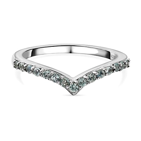 Alexandrite Wishbone Ring in Platinum Overlay Sterling Silver