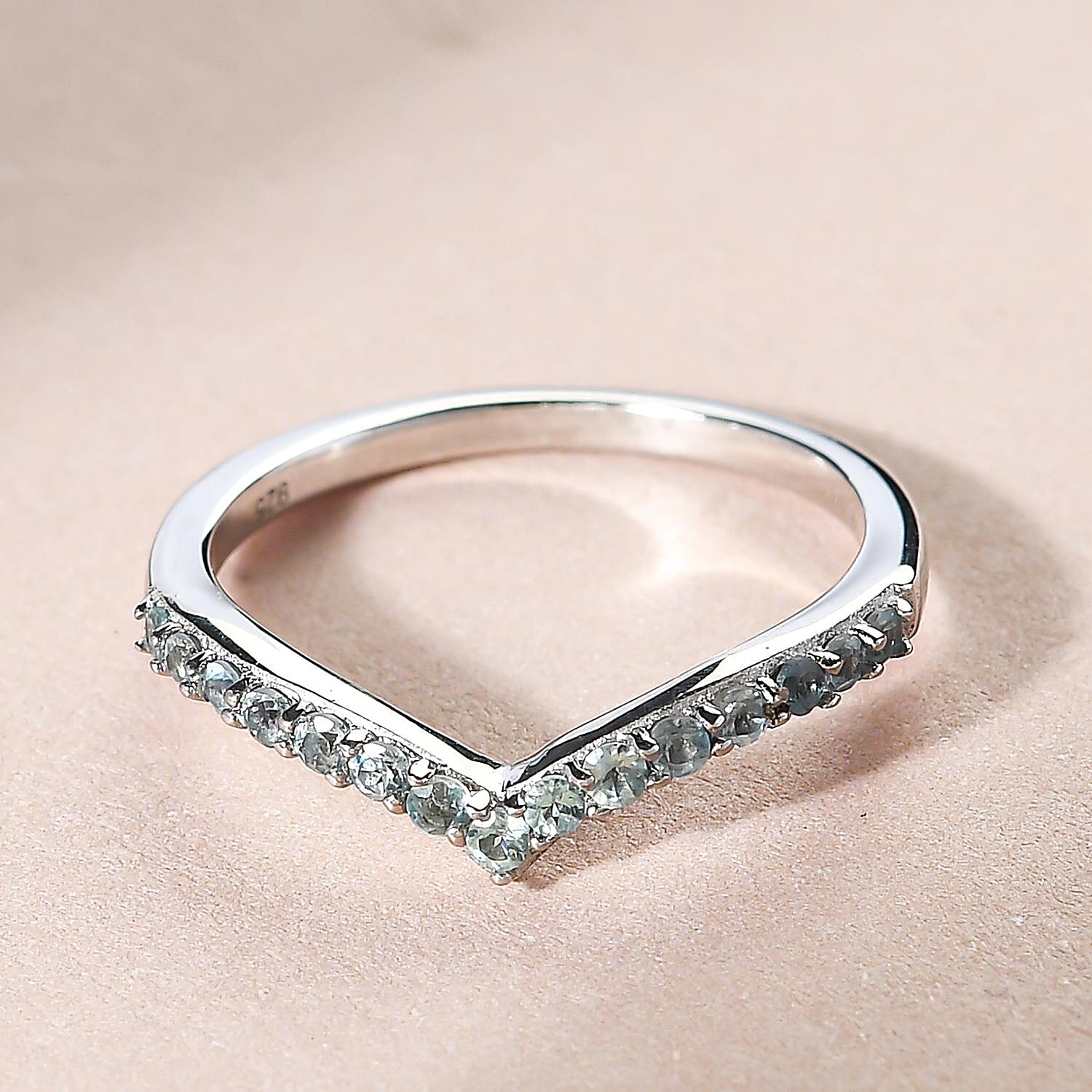 Alexandrite Wishbone Ring in Platinum Overlay Sterling Silver