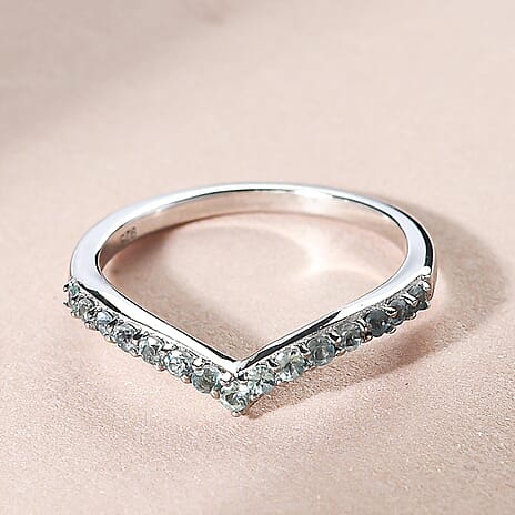 Alexandrite Wishbone Ring in Platinum Overlay Sterling Silver