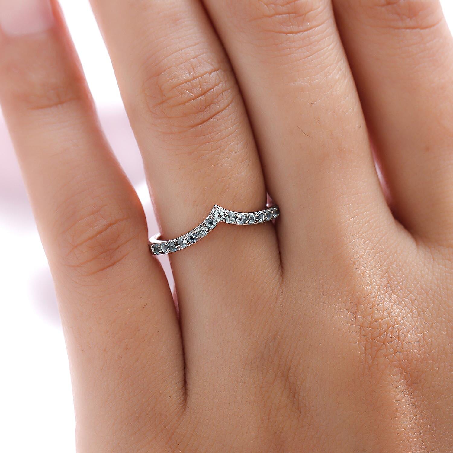 Alexandrite Wishbone Ring in Platinum Overlay Sterling Silver