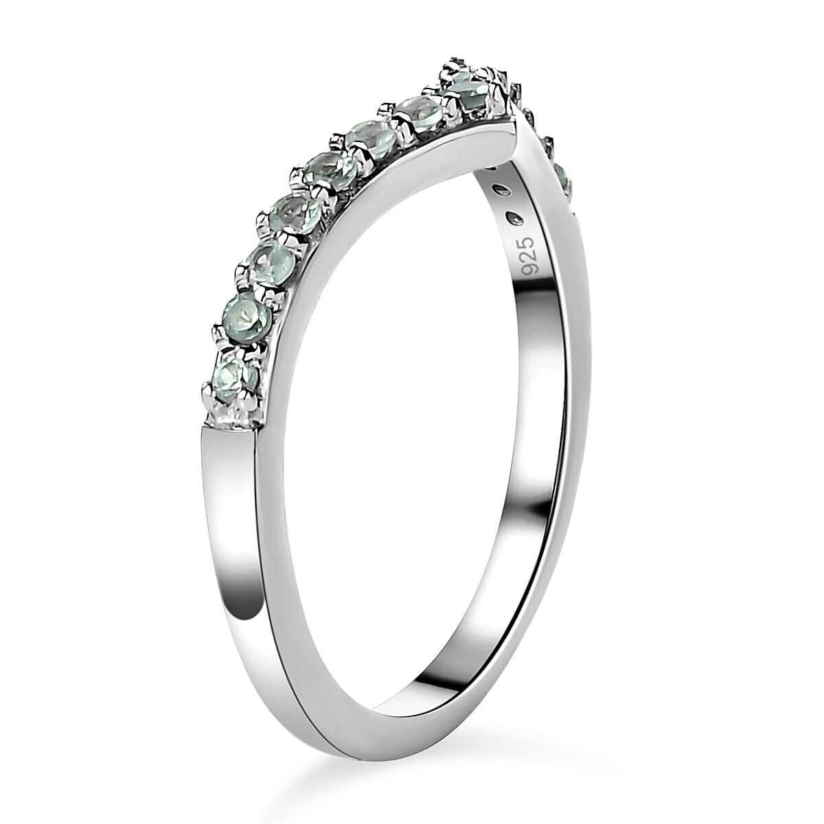 Alexandrite Wishbone Ring in Platinum Overlay Sterling Silver