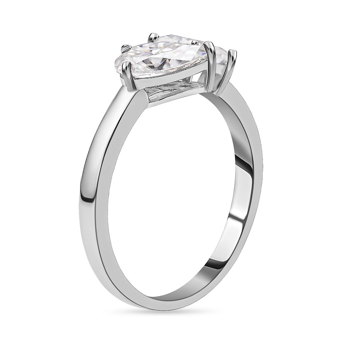 Moissanite Ring in Rhodium Overlay Sterling Silver 1.46 Ct.