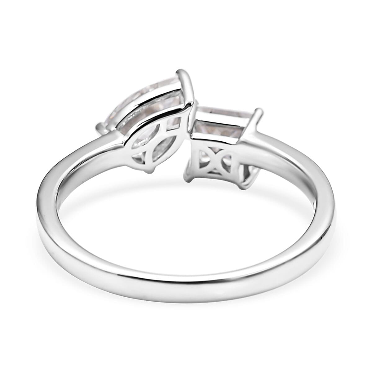 Moissanite Ring in Rhodium Overlay Sterling Silver 1.46 Ct.