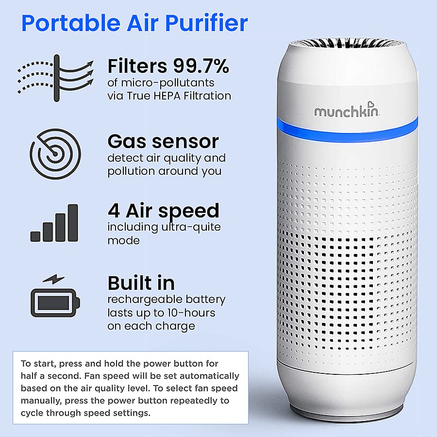 Munchkin Portable, HEPA Filter and Air Purifier (Size 18x7 Cm)
