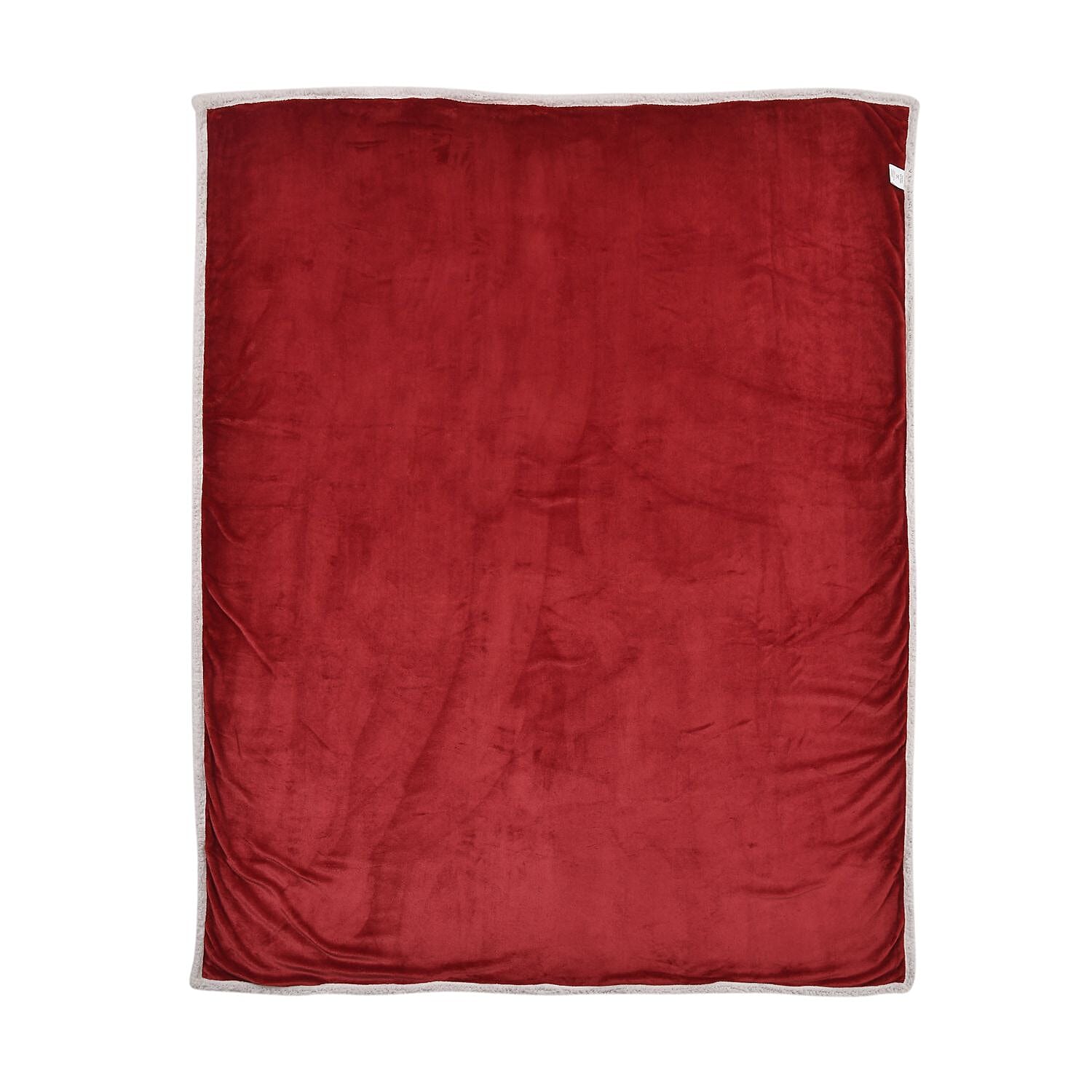 Deluxe Range- Sherpa Plush Blanket (200x150 Cm)- Red