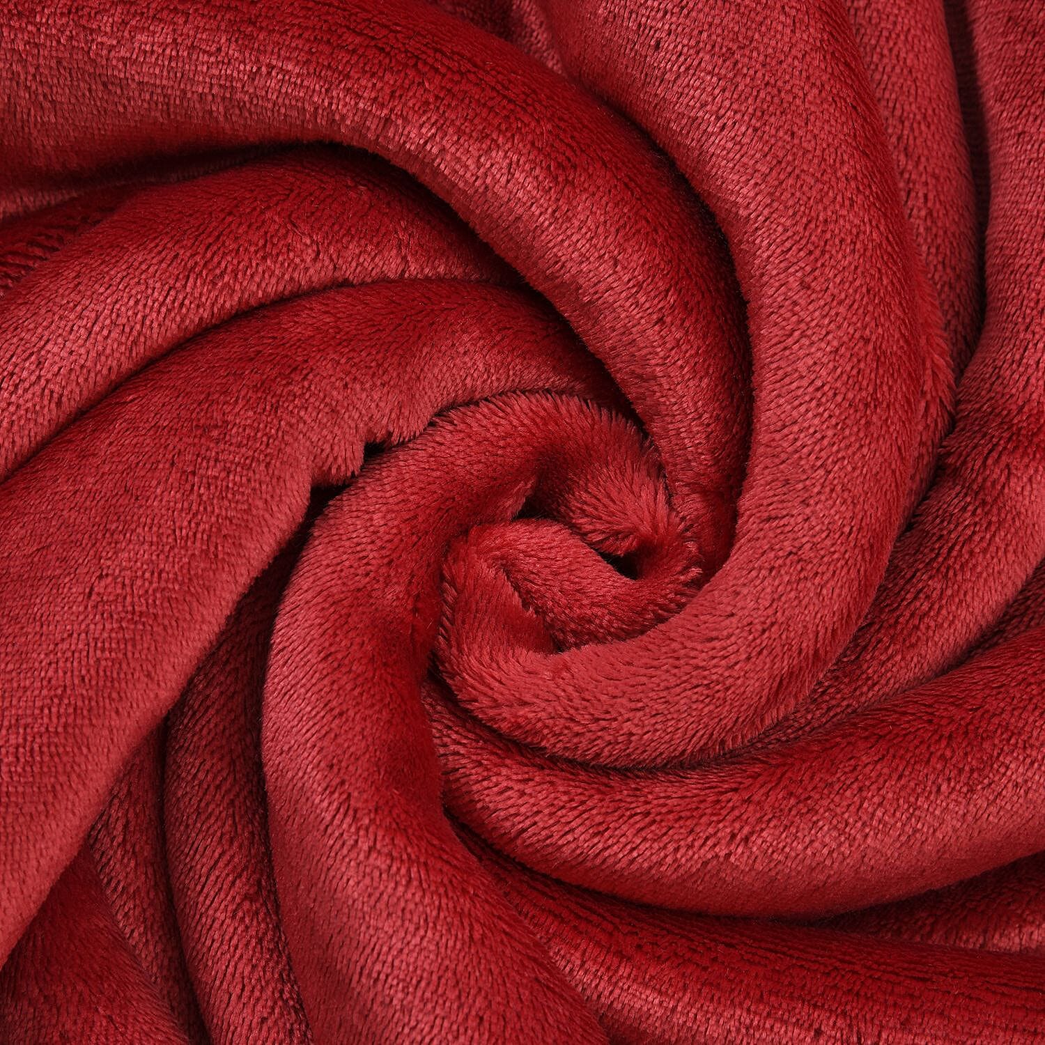 Deluxe Range- Sherpa Plush Blanket (200x150 Cm)- Red