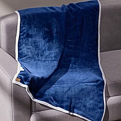 Deluxe Range- Sherpa Plush Blanket (200 x 150 cm)- Navy