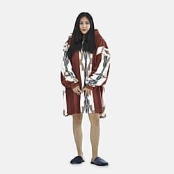 Luxurious Super Soft Sherpa Blanket Hoodie (Over Sized - 194x98Cm)- Burgundy