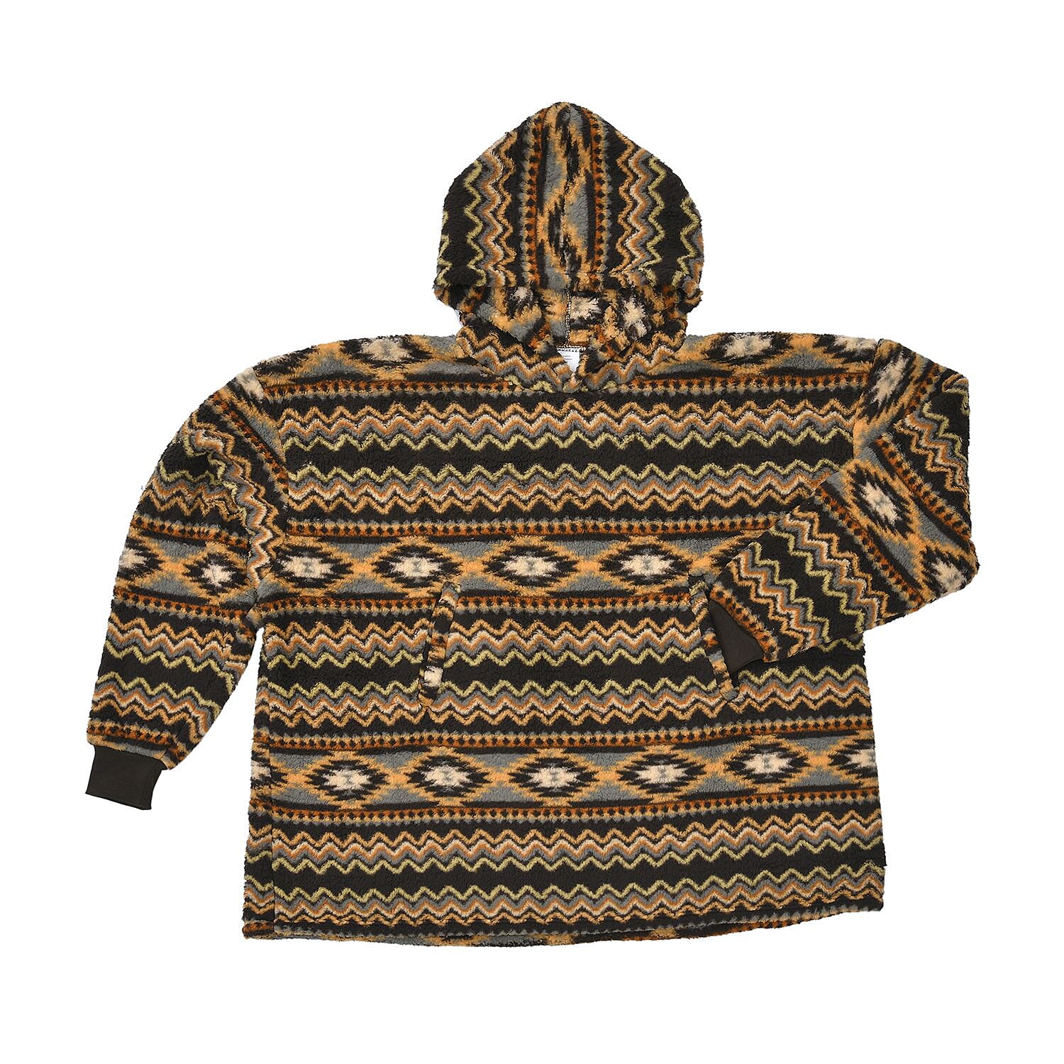 Luxurious Super Soft Sherpa Blanket Hoodie (Over Sized - 194x98Cm) - Brown