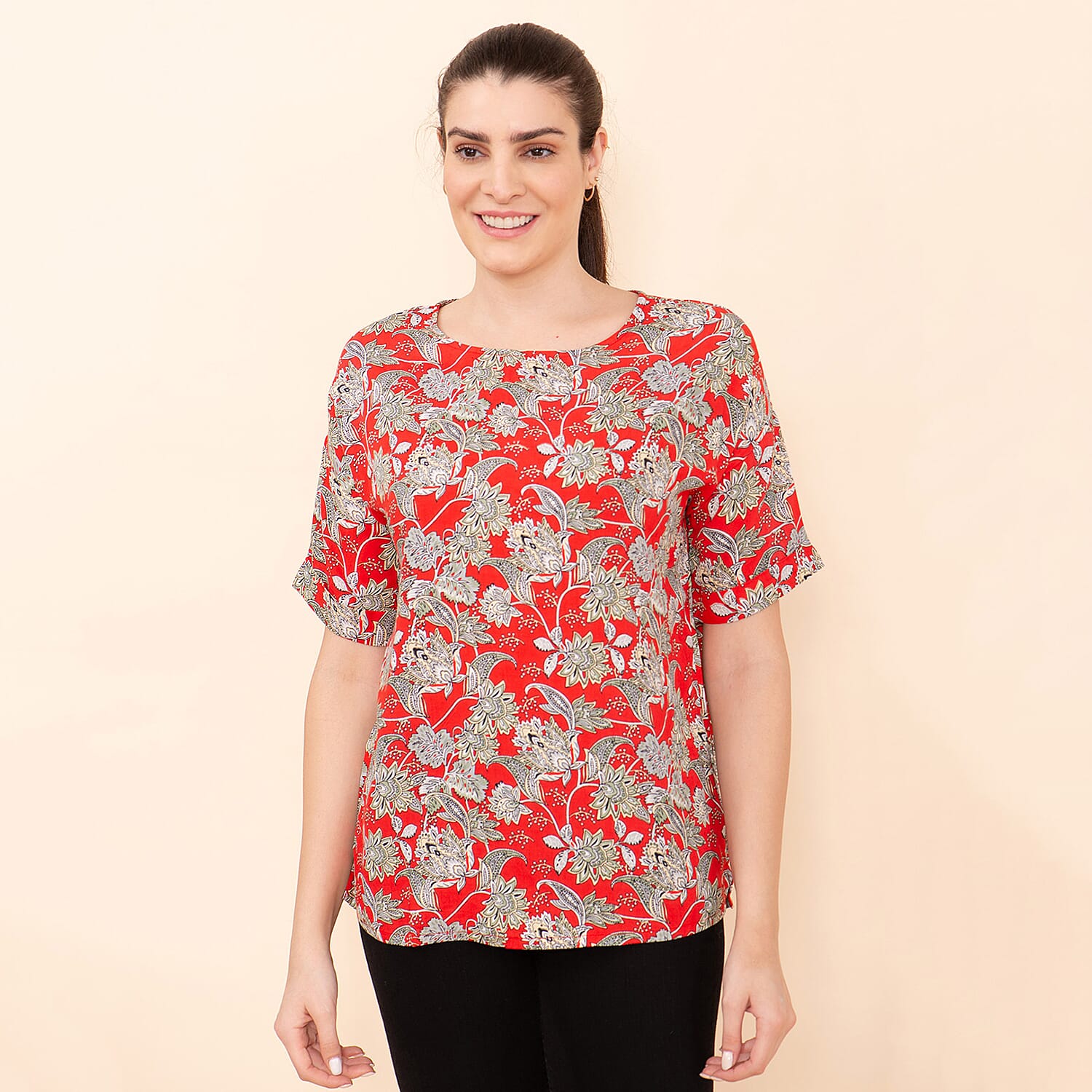 TAMSY Viscose Paisley Pattern Top - Blue