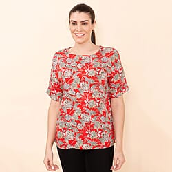 TAMSY Leopard Pattern Women's Short Sleeve Top - Blue and White