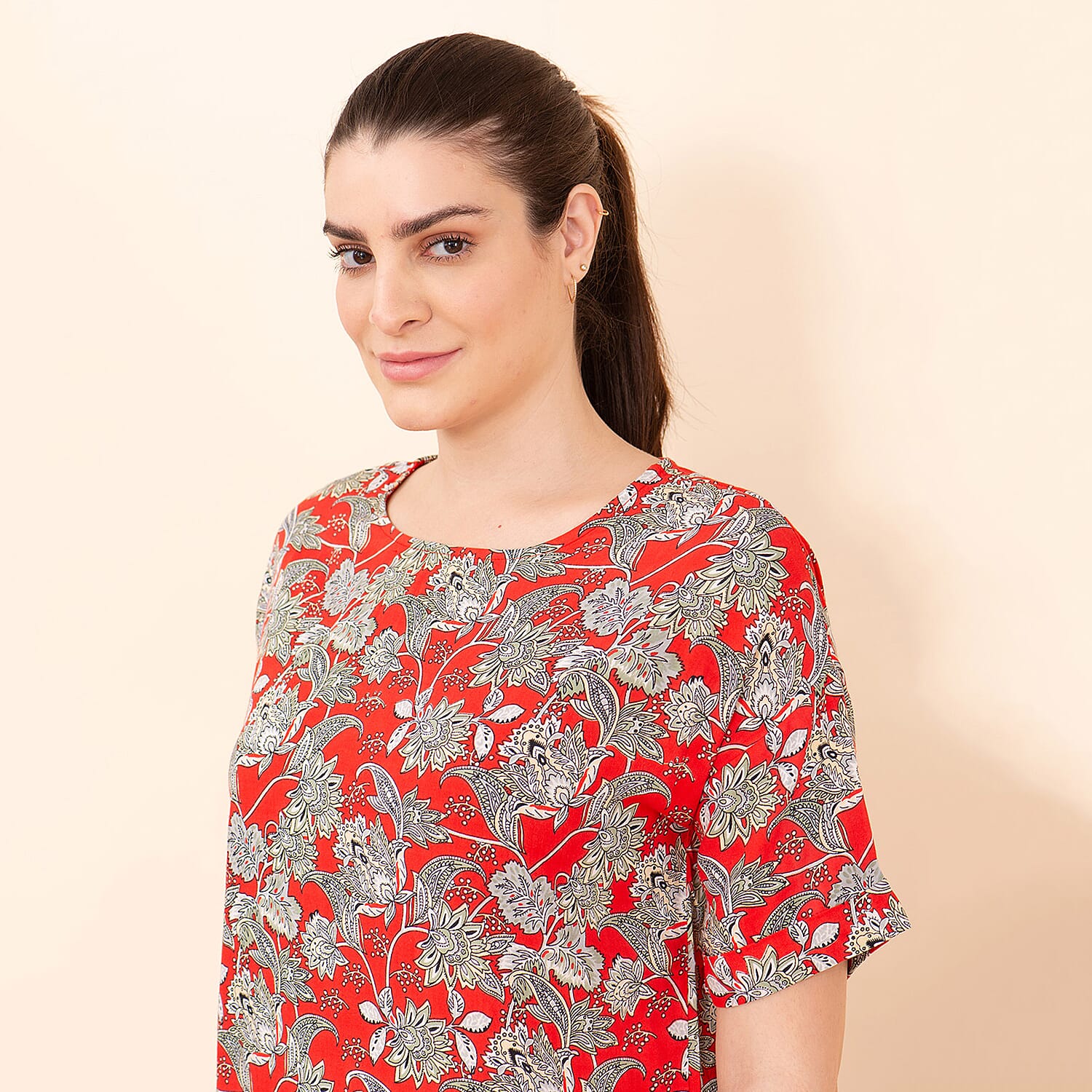 TAMSY Viscose Paisley Pattern Top - Blue