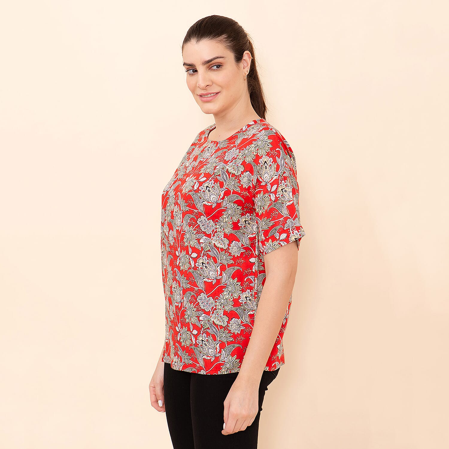 TAMSY Viscose Paisley Pattern Top - Blue