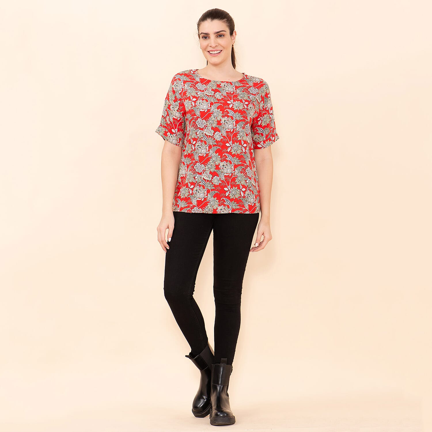 TAMSY Viscose Paisley Pattern Top - Blue