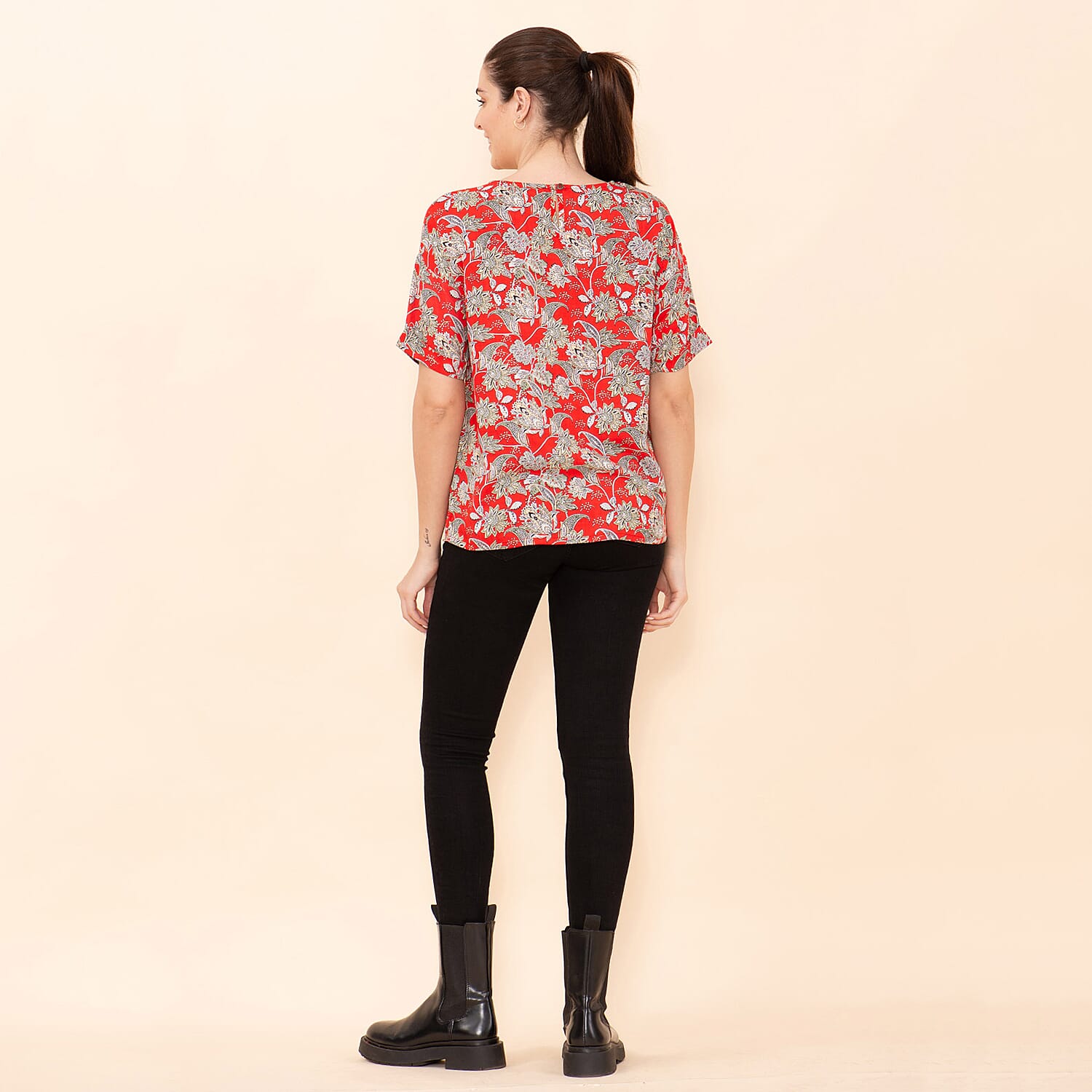 TAMSY Viscose Paisley Pattern Top - Blue