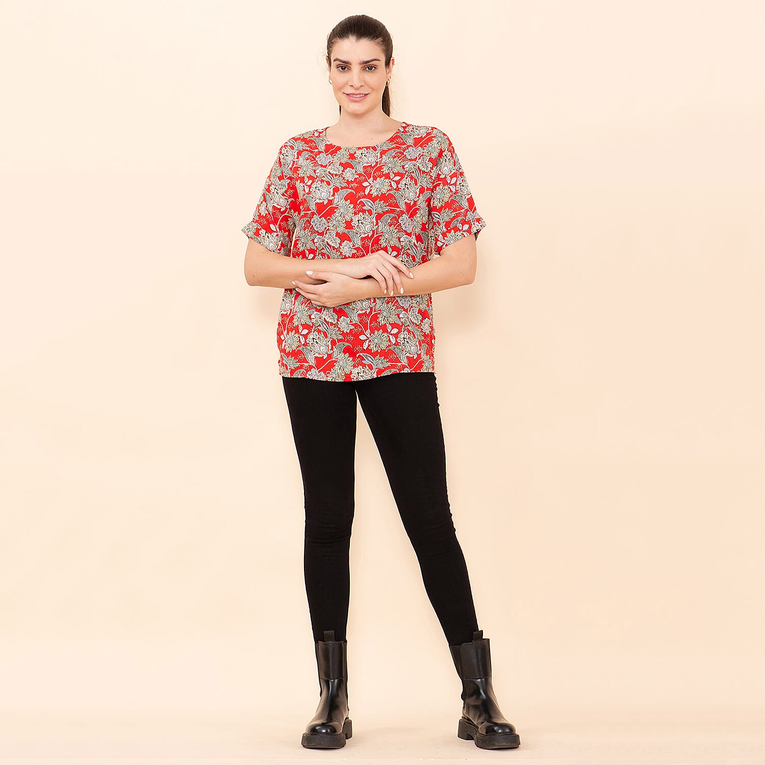 TAMSY Viscose Paisley Pattern Top - Blue