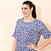 TAMSY Leopard Pattern Women's Short Sleeve Top - Blue and White