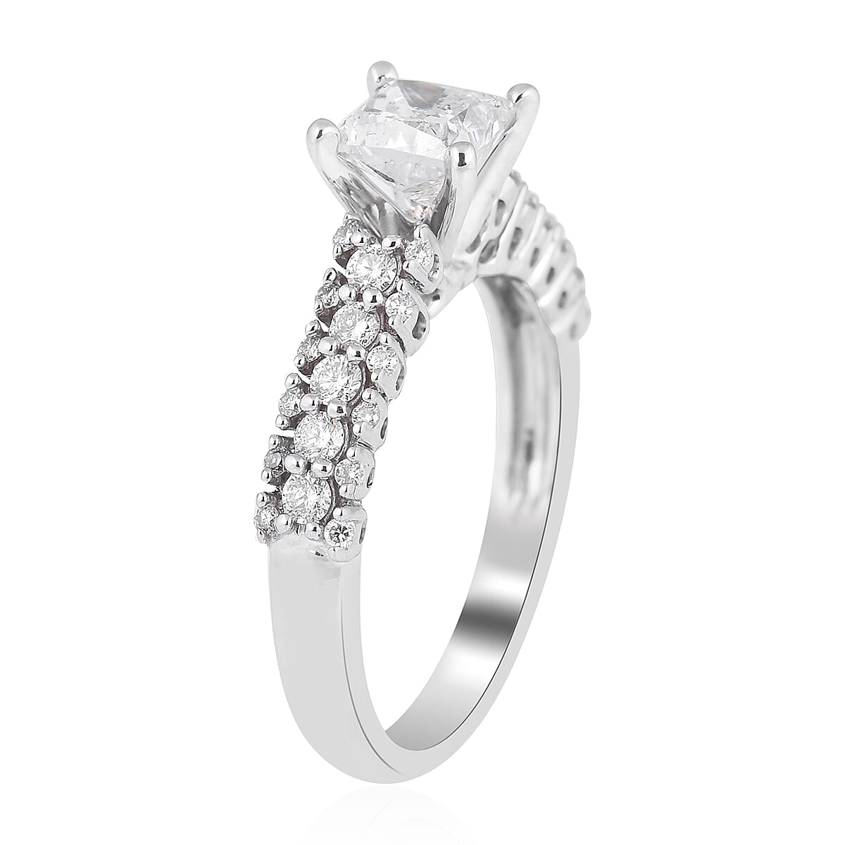 NY Close Out Deal 14K White Gold Independent Laboratory Certified Diamond (I1-G-H) Ring 1.40 Ct, Gold Wt. 3.50 Gms