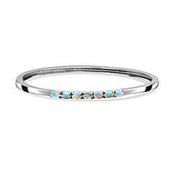 Ethiopian Opal Bangle (Size 7.5) Stainless Steel 1.13 ct