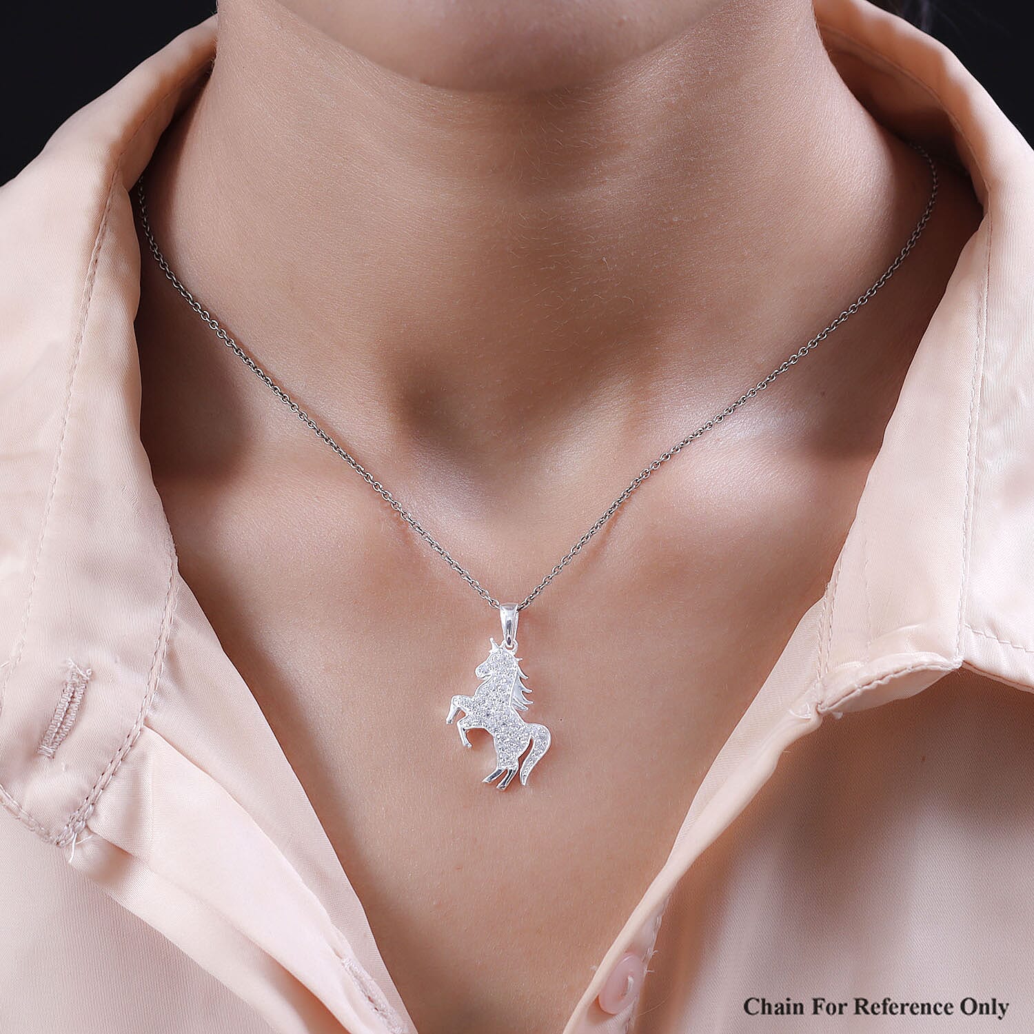 NY Close Out- Simulated Diamond Unicorn Pendant in Sterling Silver