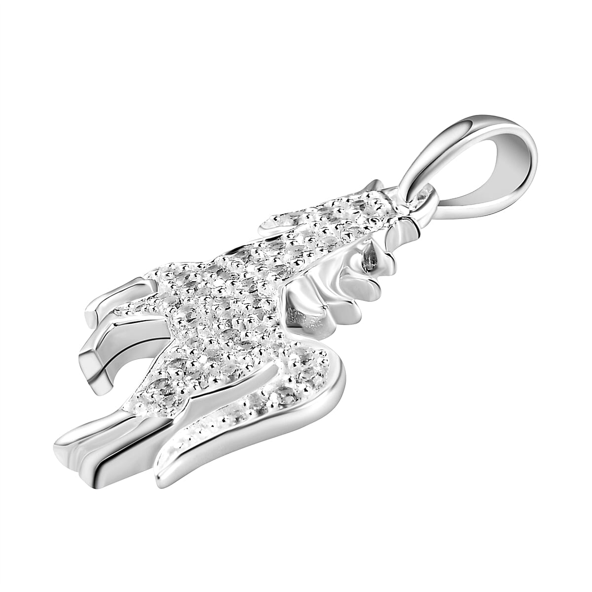 NY Close Out- Simulated Diamond Unicorn Pendant in Sterling Silver
