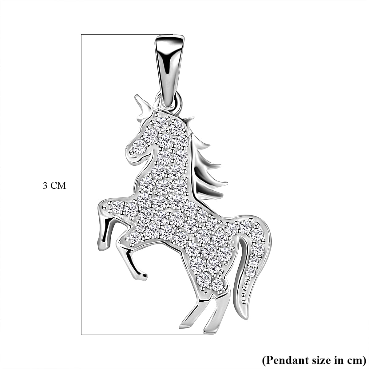 NY Close Out- Simulated Diamond Unicorn Pendant in Sterling Silver