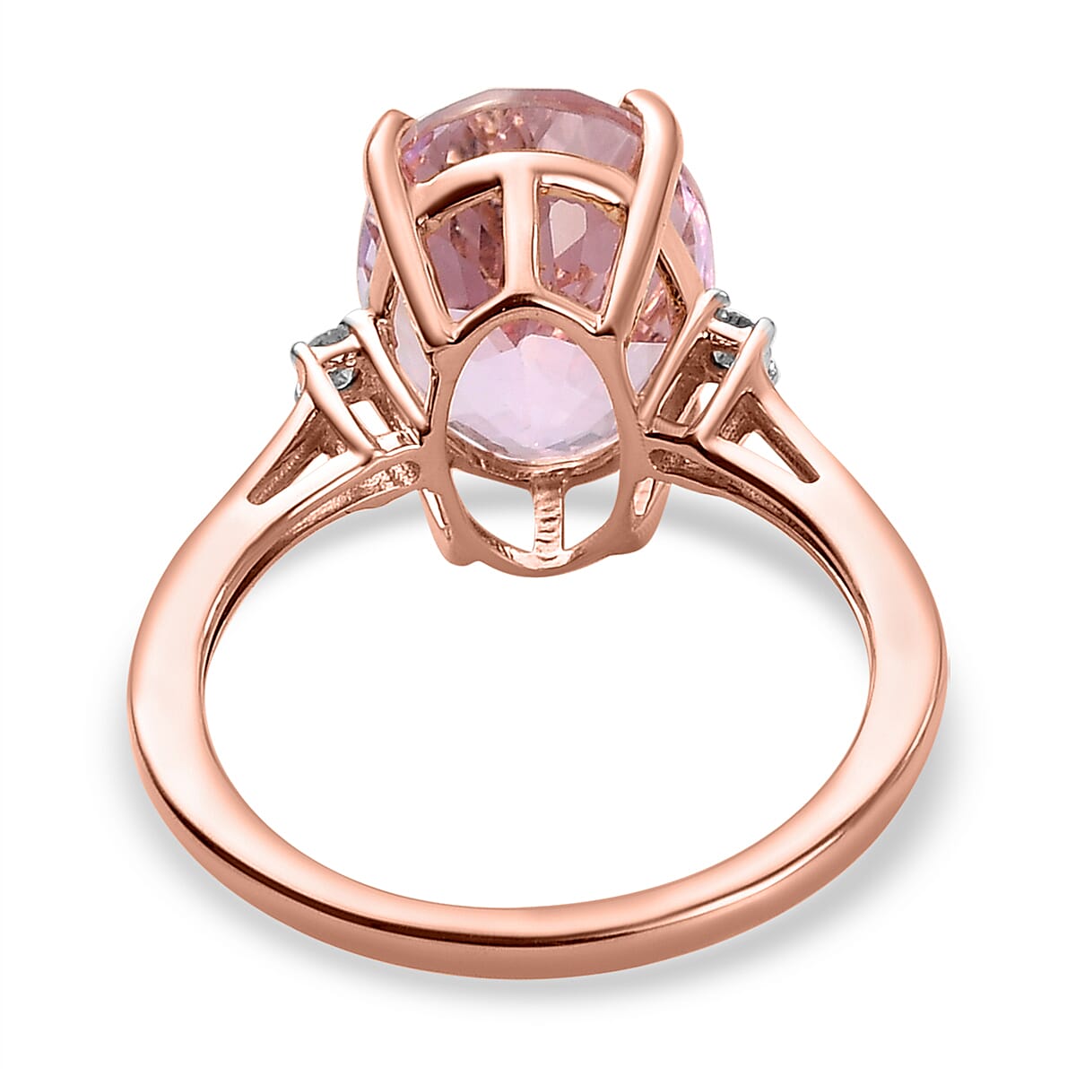 9K Rose Gold Kunzite and Diamond Ring 5.29 Ct.